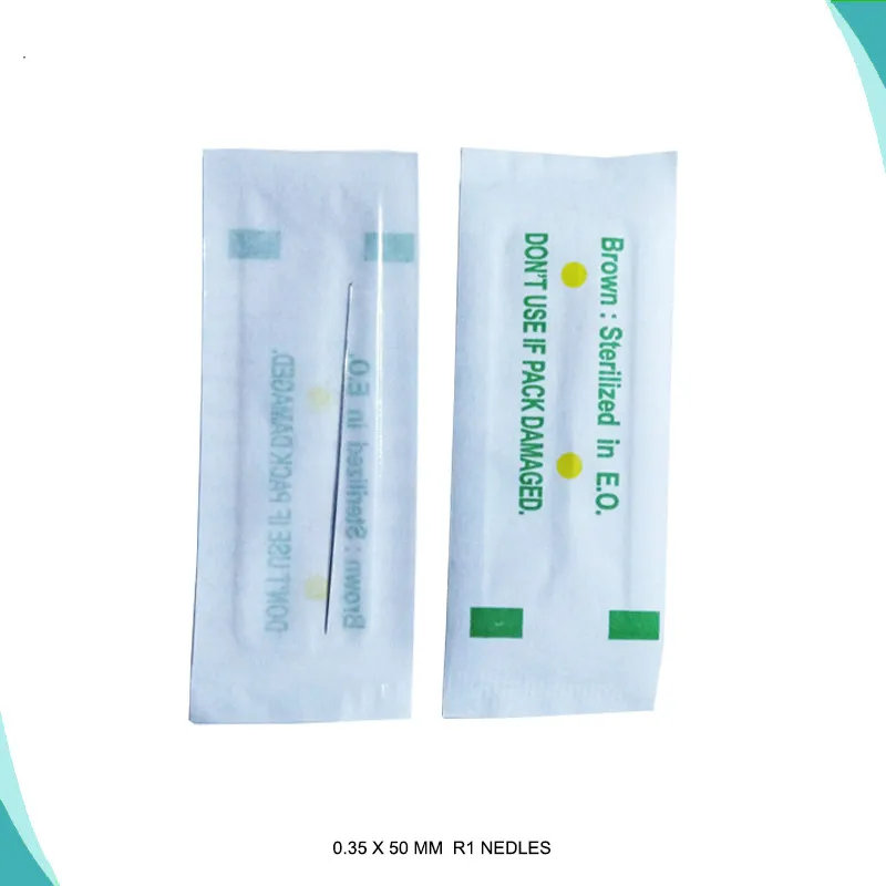 

100pcs Professional Tattoo Needles 1RL Disposable Sterilized for Tattoo Eyebrow Pen Machine Permanent Makeup Machines 0.35x50mm