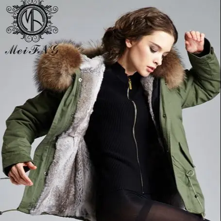 Новинка Arrvial Furs Мини тонкая парка меховая подкладка капюшон из меха енота Mrs