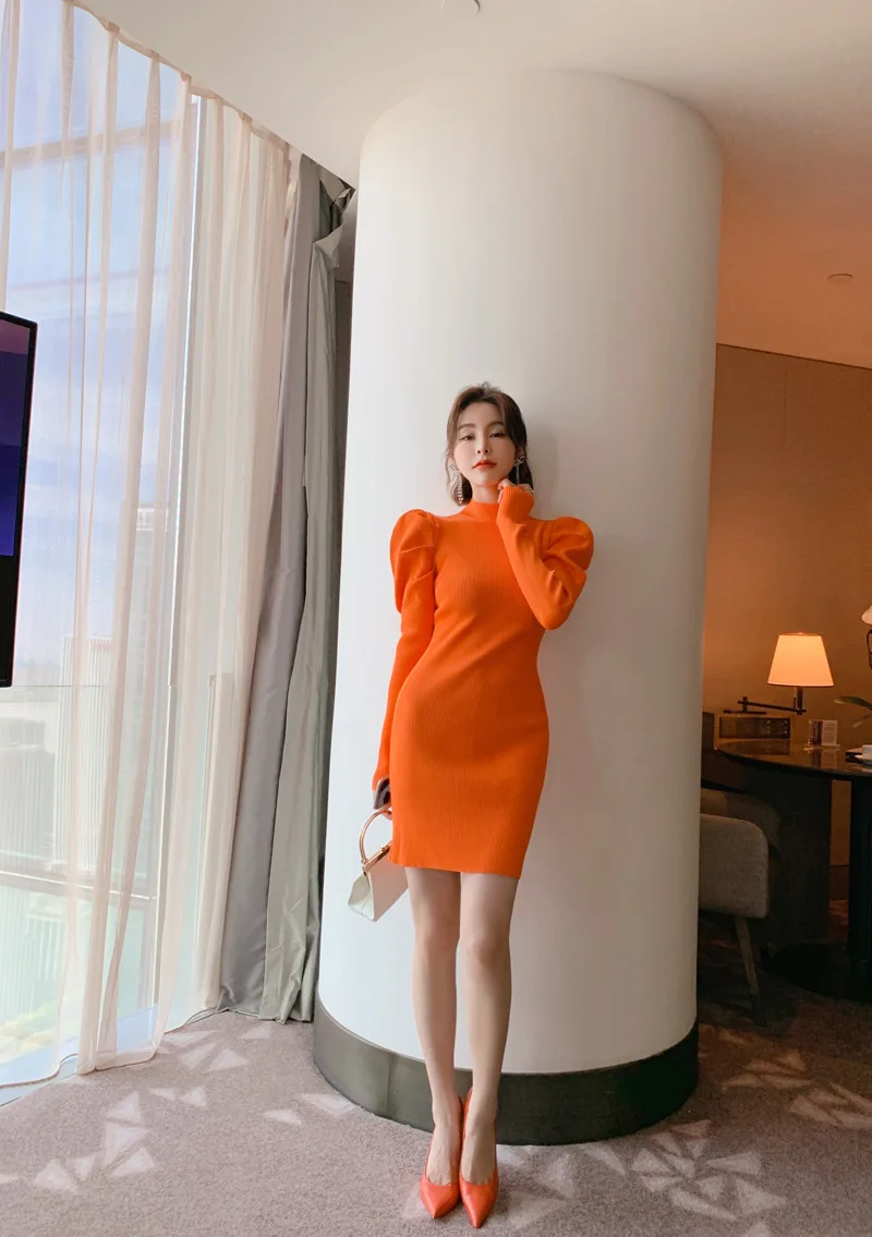 Офисное женское платье-футляр 2020 осенне-зимнее платье французское вязаное