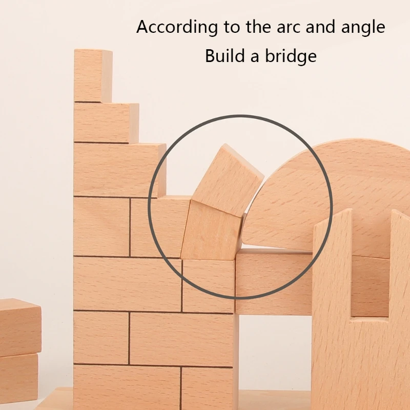 1PC Baby Developmental Toy Wooden Roman Arch Bridge Blocks Preschool Geometry Learning Building Blocks Tumble Tower Game