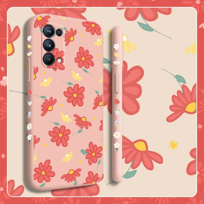 

For OPPO Reno 5 4G 5G Reno 5 Pro + 5G Reno 5 Lite Reno 5F RENO 5Z 5G Reno 5K Beautiful flower case silicone fall protector