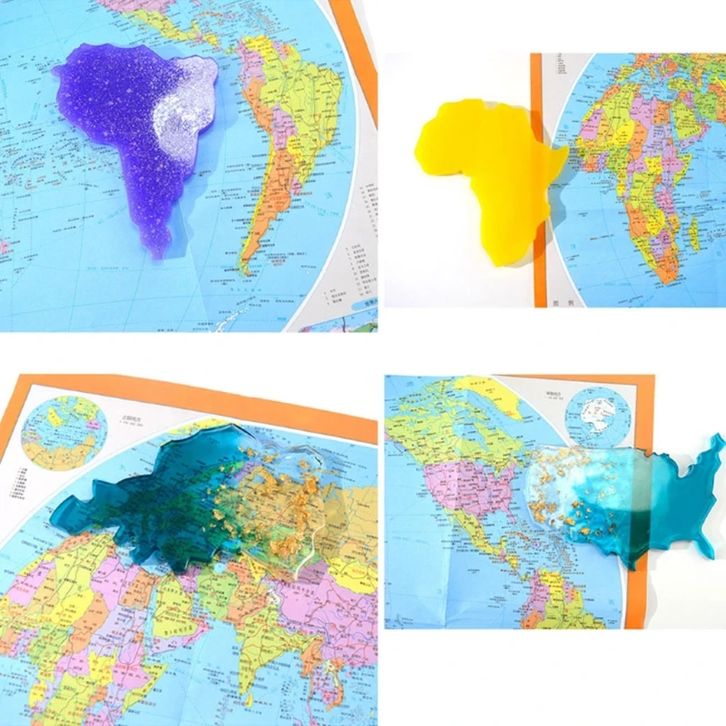 

8Pcs Seven Continents Map Coaster Resin Mold Oceania Africa Europe Asia Map Silicone Tray Fruit Cup Mat Epoxy Resin Mold