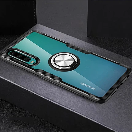Silver Black Закаленные линзы чехол Kickstand чехол Невидимый палец кольцо крышка чехол для huawei P30 P30Pro Mate20 Mate20pro P20 P20Pro P20lite - Цвет: Silver Black