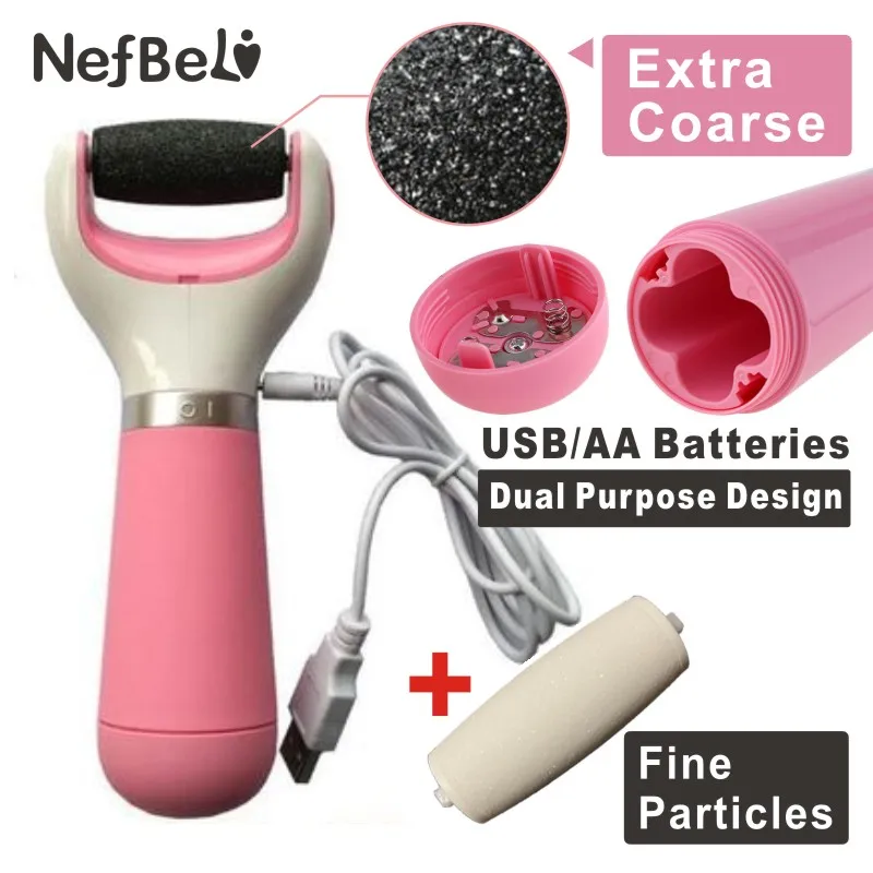 AA-USB (Pink) 1Fine Электрический пилочка для ухода за ногами, средство для удаления омертвевшей кожи, питание от аккумулятора, usb-отшелушивающий инструмент для удаления пятки мозолей, устройство для педикюра - Цвет: AA-USB (Pink) 1Fine