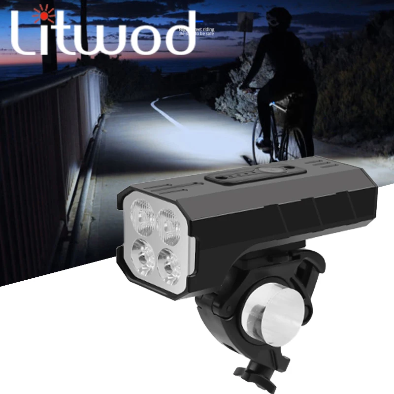 

XM-L T6 Bicycle Front Head Flashlight Bike Lights USB Rechargeable Built in Battery Aluminum Powerbank White & Red Color Lamp