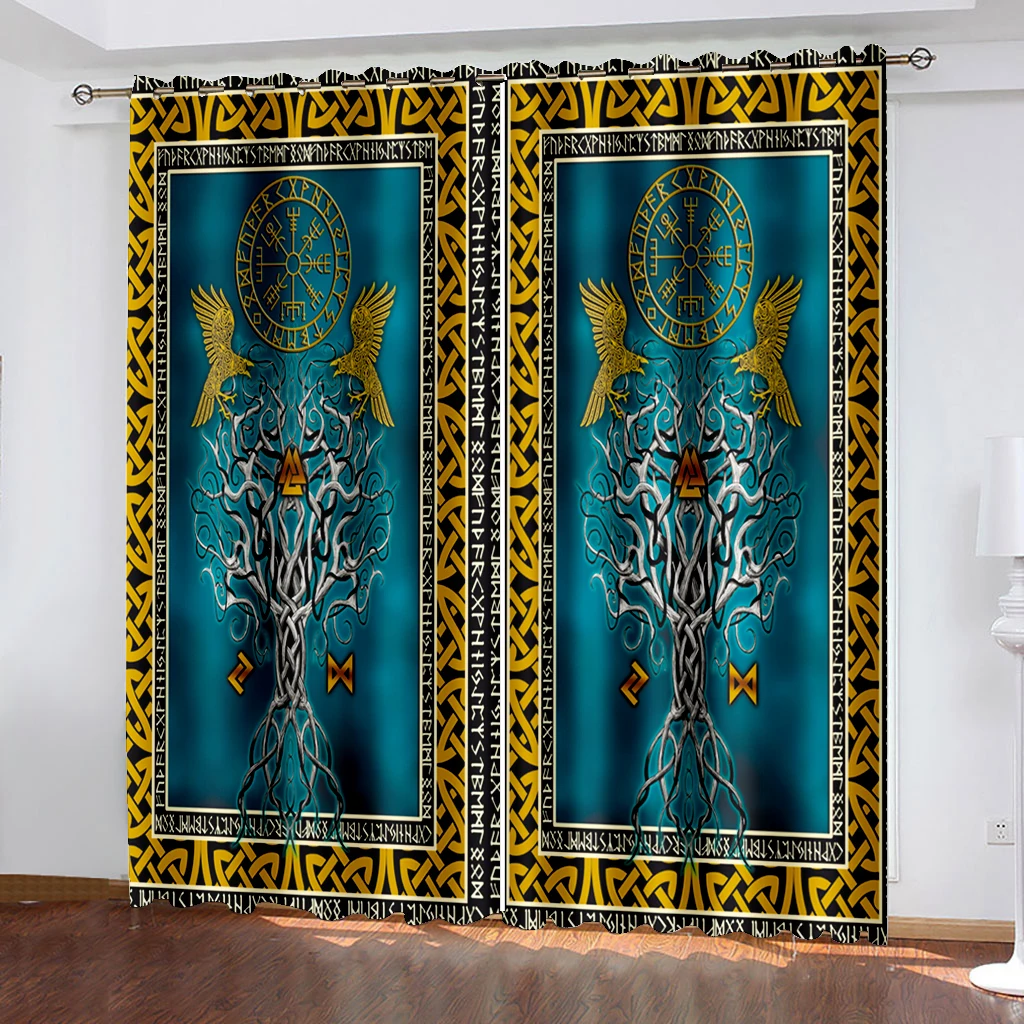 

Home Decoration Grommet curtains Geometric Snowflake Living Room Bedroom Black Silk Cloth Folio Curtains Shading