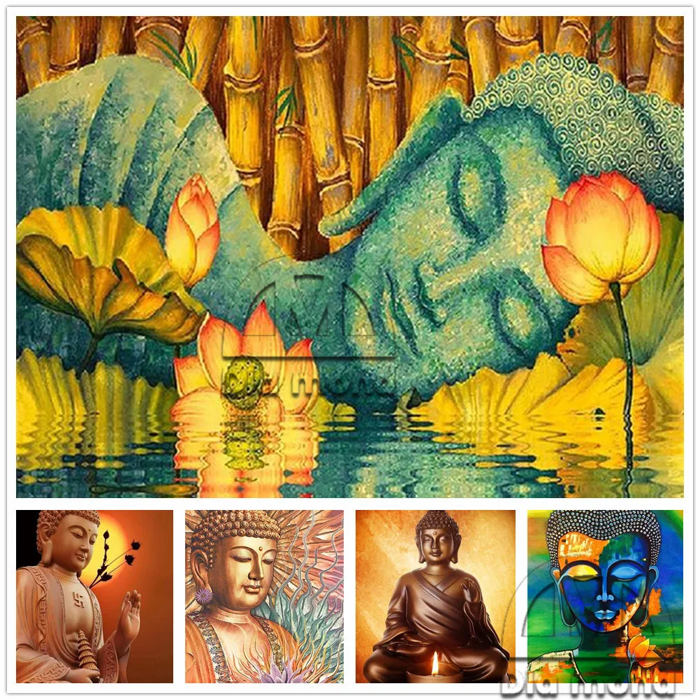 

5D Diy Diamond Painting Religious Buddha Statue Picture Full Round Drill Diamond Embroidery Cross Stitch Mosaic Handmade Gifts