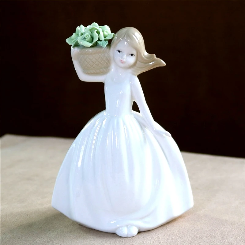Деревенская фарфоровая Цветочная Дамская статуя ручной работы керамическая