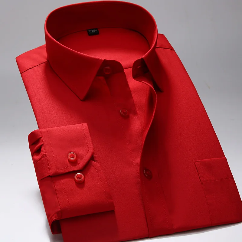 

6XL 7XL 8XL Plus Size Men's Formal Solid Color Shirt 2021 Four Seasons New Business Brand Clothes Fashion Slim Long Sleeve Shirt