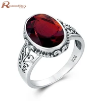 genuine 925 sterling silver 1014mm oval garnet ring for women gemstone classic vintage wedding party female jewellery dropship
