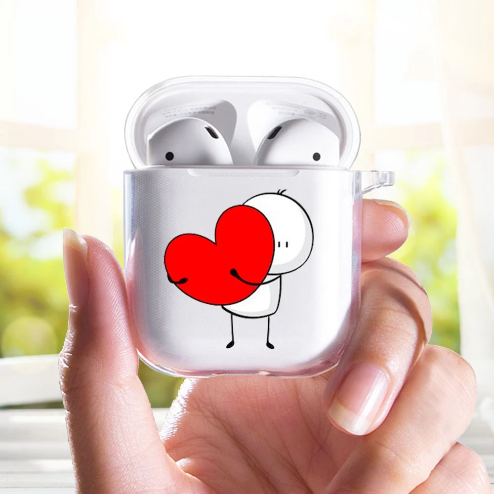

fashion Heart Love Pride couple angel cute cartoon Earphone Case for Aipods 1 2 Soft silicone TPU Cover for Blutooth Airpods box