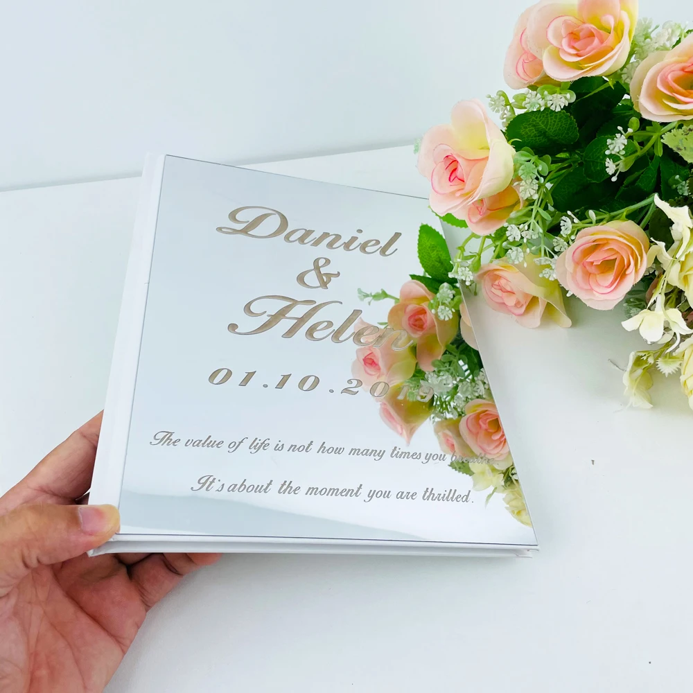 Персонализированная зеркальная акриловая Гостевая книга с именем жениха
