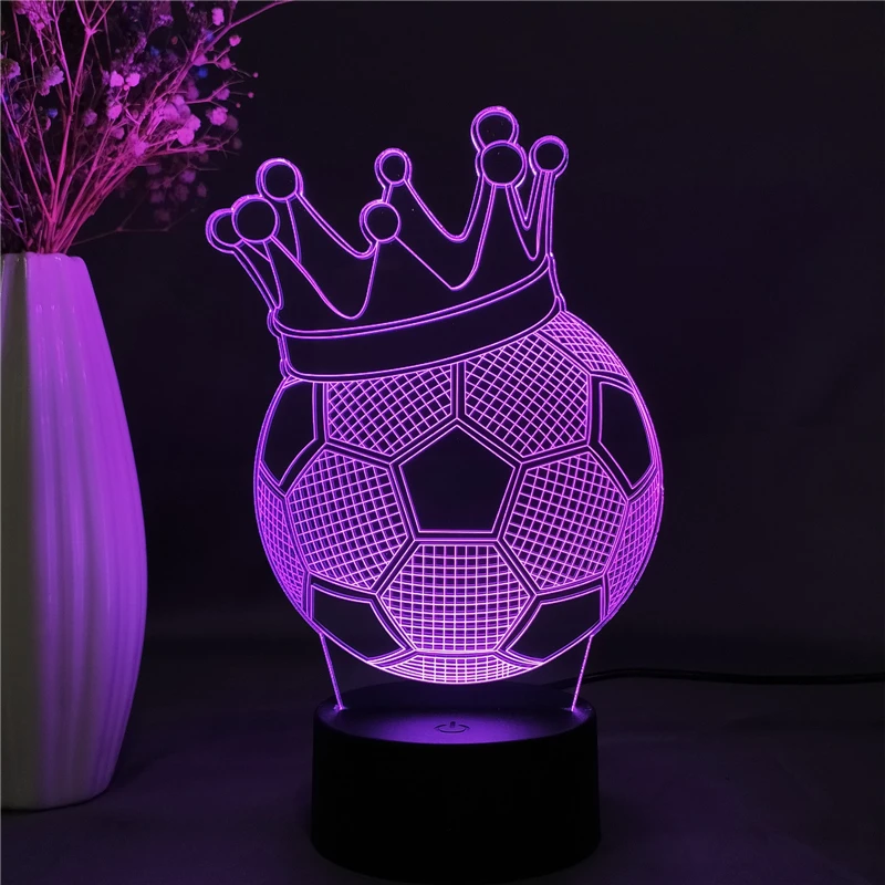 СВЕТОДИОДНЫЙ ночник в виде футбольной короны украшение для спальни настольная