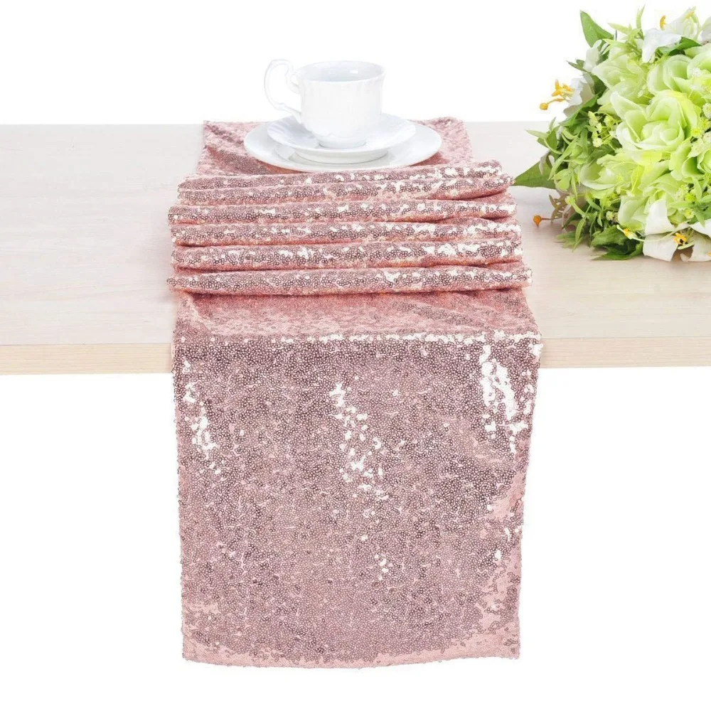 2pack Rose Gold Sequin Table Runner for birthday wedding Xmas New Year Festival party decoration