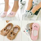 Короткие женские носки, весна-осень, невидимые, забавные, Нескользящие, женские лодочные носки, лоферы, хлопковые, низкие, короткие носки, 1 пара