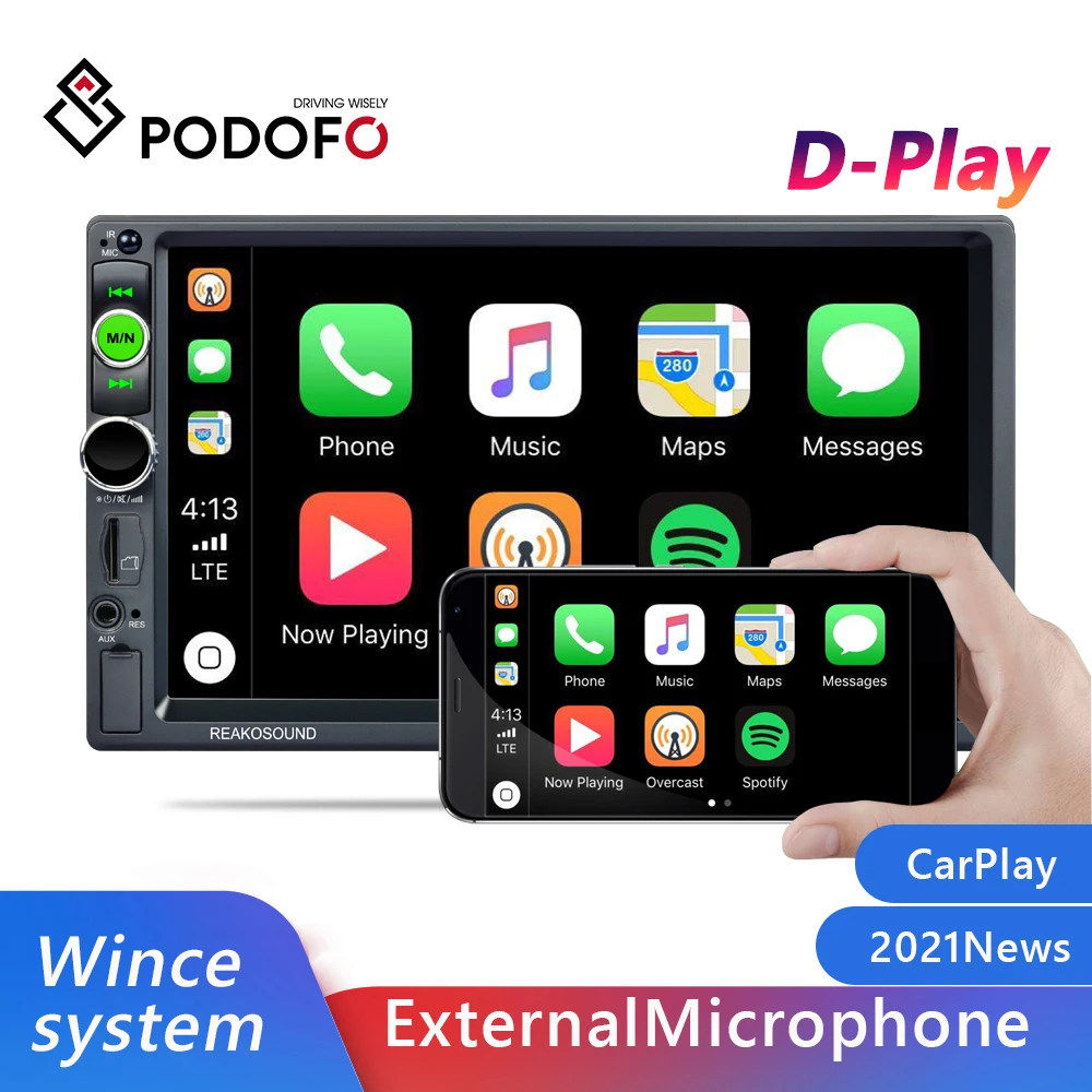 

Автомагнитола Podofo, универсальный мультимедийный плеер 7 дюймов с Bluetooth, Apple/ Android, для Volkswagen, типоразмер 2DIN