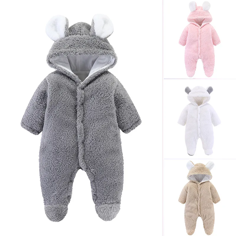 

Cute Baby Toddler Newborn Girls Boys Bear Bodysuit Snowsuit Warm Fleece Hooded Jumpsuit Romper Winter Outfits One-Pieces
