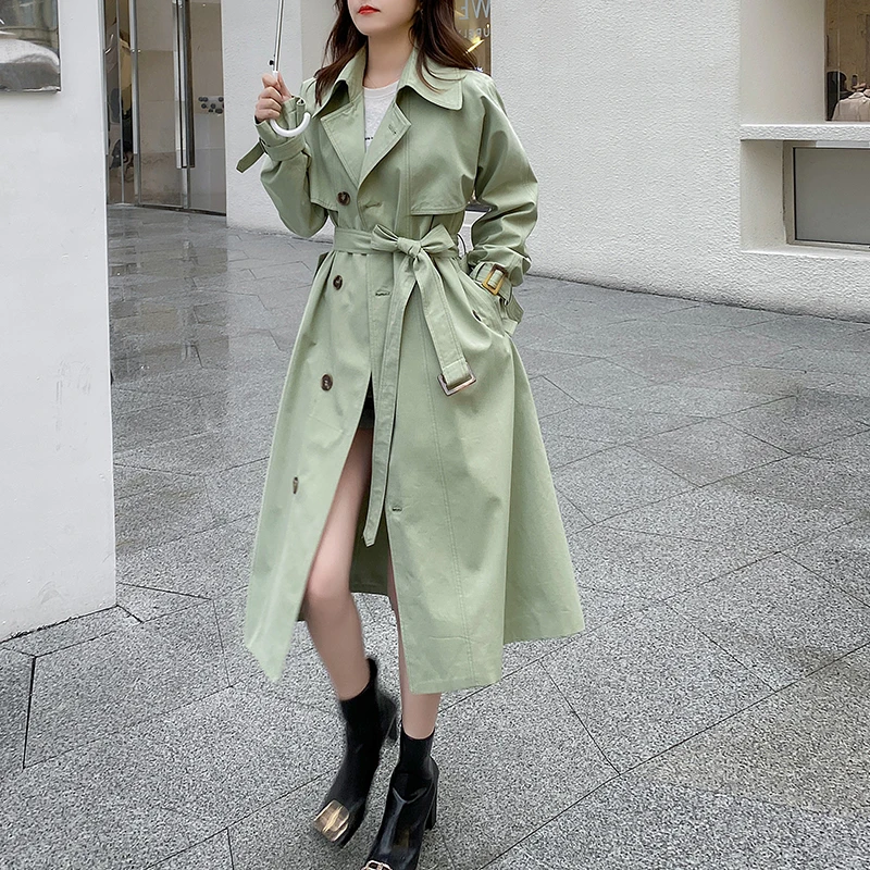 Женский Тренч длинное деловое повседневное пальто куртка осень 2020 новинка