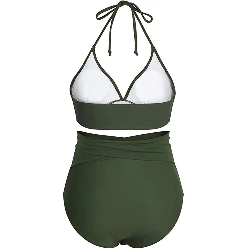 Женский купальник большого размера с высокой талией и контролем живота