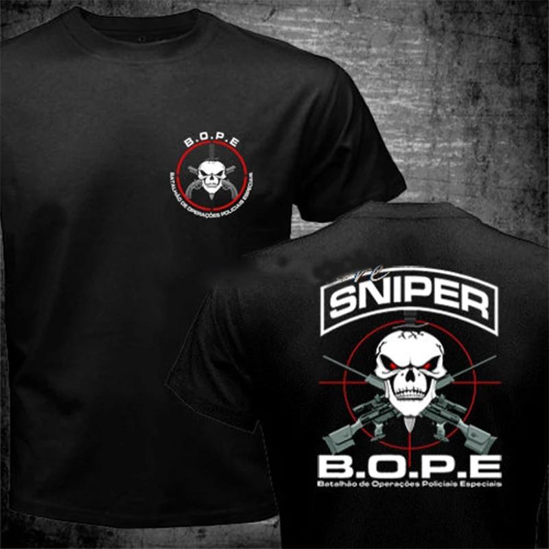 

Summer New Print BOPE Tropa De Elite Sniper Unit Scout Brazilian Special Forces T-shirt Men's Casual Oversized T-shirt