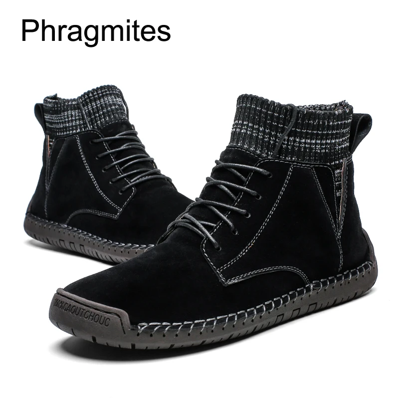 Phragmites/модные мужские ботинки простой дизайн Botas Mujer повседневная кожаная обувь с