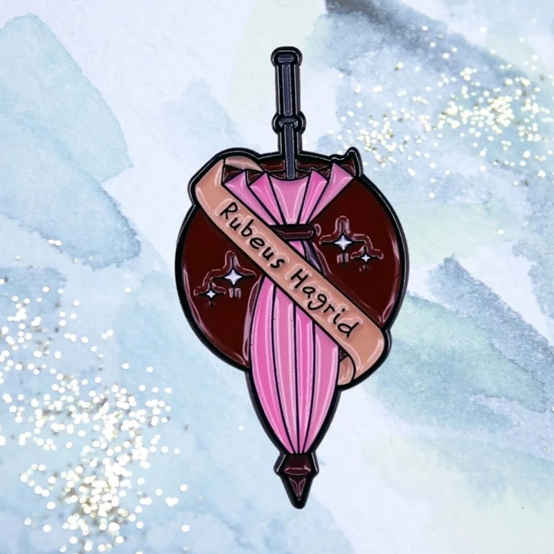 Брошь на лацкан Rubeus розовая эмалированная брошь в форме зонтика | Украшения и