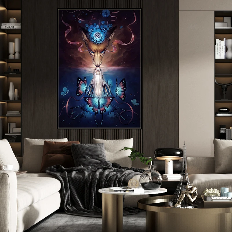 Картина на холсте Абстрактная ручная роспись красивый лес олень настенные