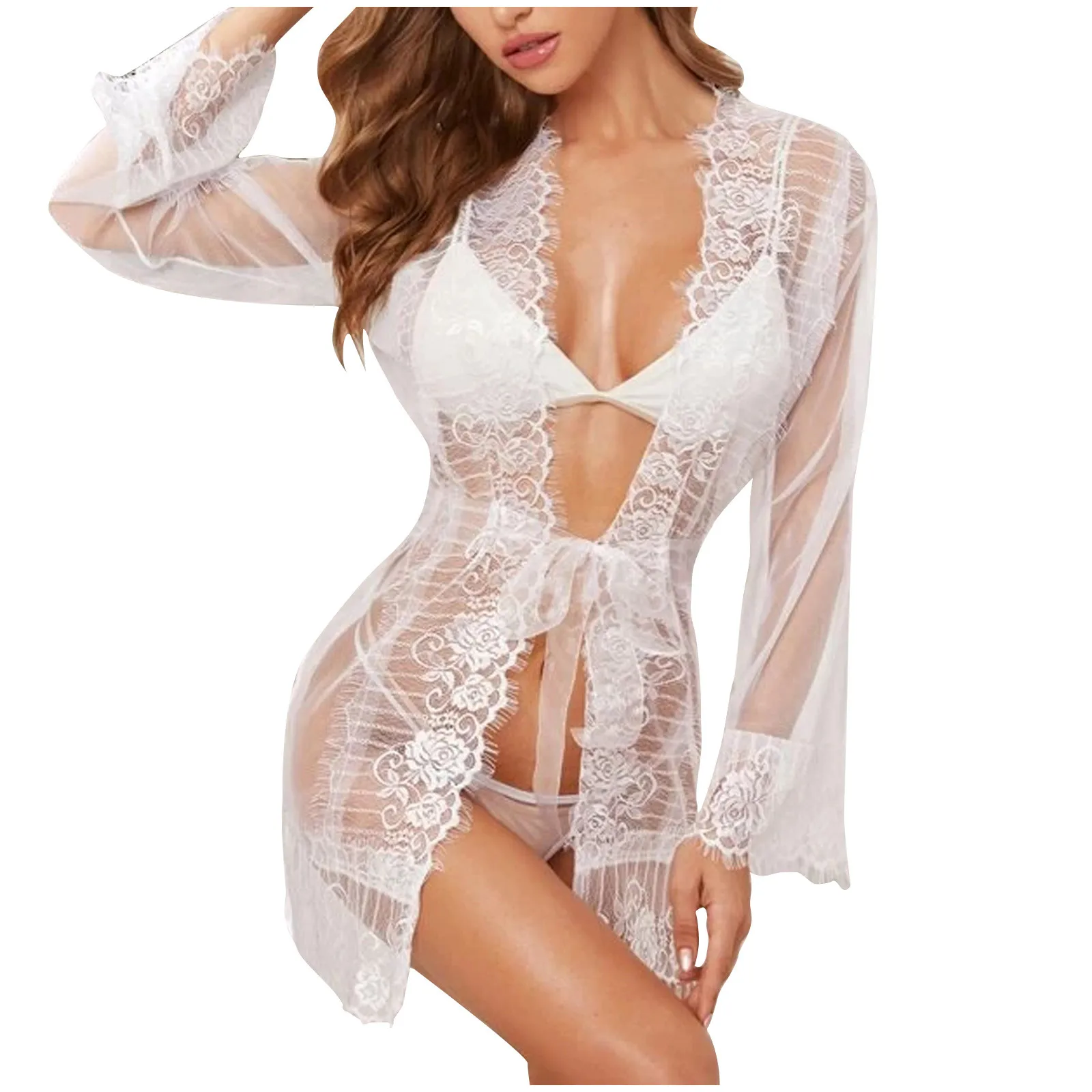 

Erotic Women Sexy Underwear Set Perspective Temptation Lace Sexy Lingerie Porno Net Yarn Thin Babydolls Mujer Bra Thong Costumes