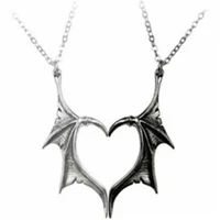goth evil angel wings couple pendants necklace lovers punk hip hop chains necklace for men women vintage gothic jewelry gifts