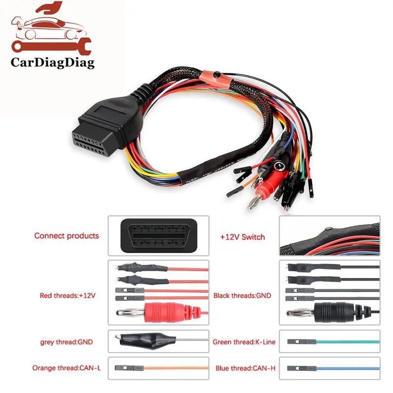 

Диагностический адаптер OBD2 MPPS V21 OBD Breakout Tricore Cable ECU Bench Pinout Cable 12V Switch