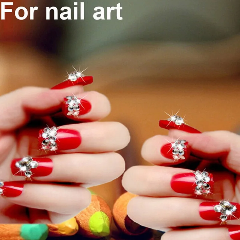 

Новинка, 1440 шт. Стразы для ногтей, колеса HBG 1,6 мм/2 мм, кристально прозрачные стразы с плоской задней стороной, украшения для ногтей своими рук...