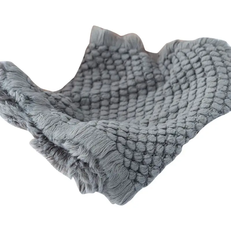 

Cotton Wool Crochet Baby Blanket Chunky Knit Newborn Photography Props Shooting Basket Filler P15C