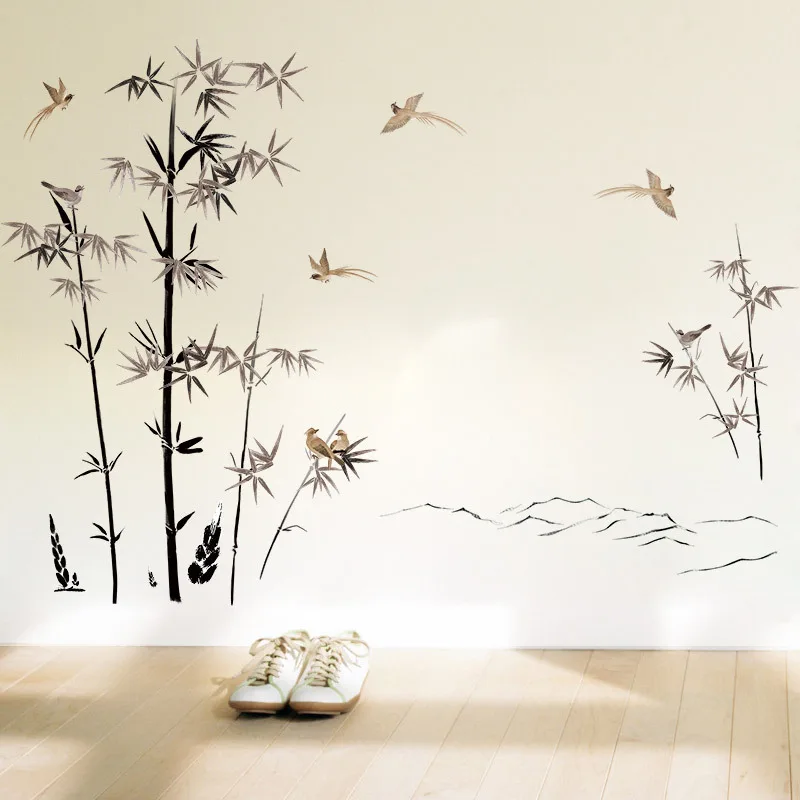 GS9058 Большие художественные наклейки на стену с изображением бамбука для домашнего украшения аксессуары для гостиной декор ванной комнаты.