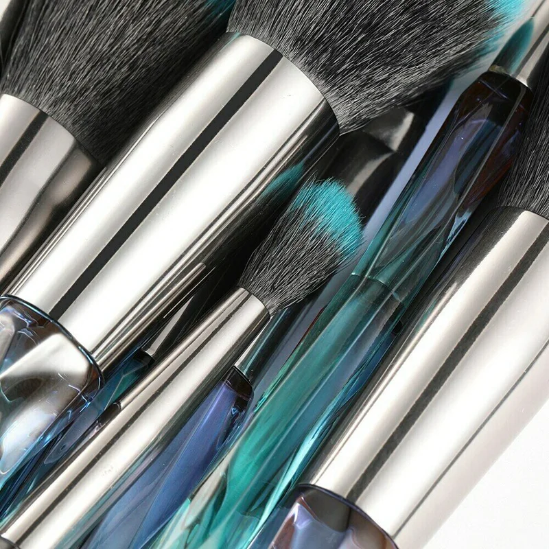 

RANCAI 10 Pieces Makeup Brush Transparent Diamond Makeup Brush Set Crystal Foundation Eye Brush