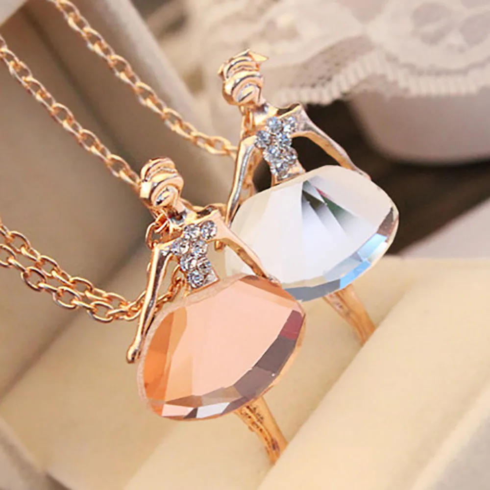 Балетный кулон для девочек ожерелье элегантные хрустальные свитера цепочки