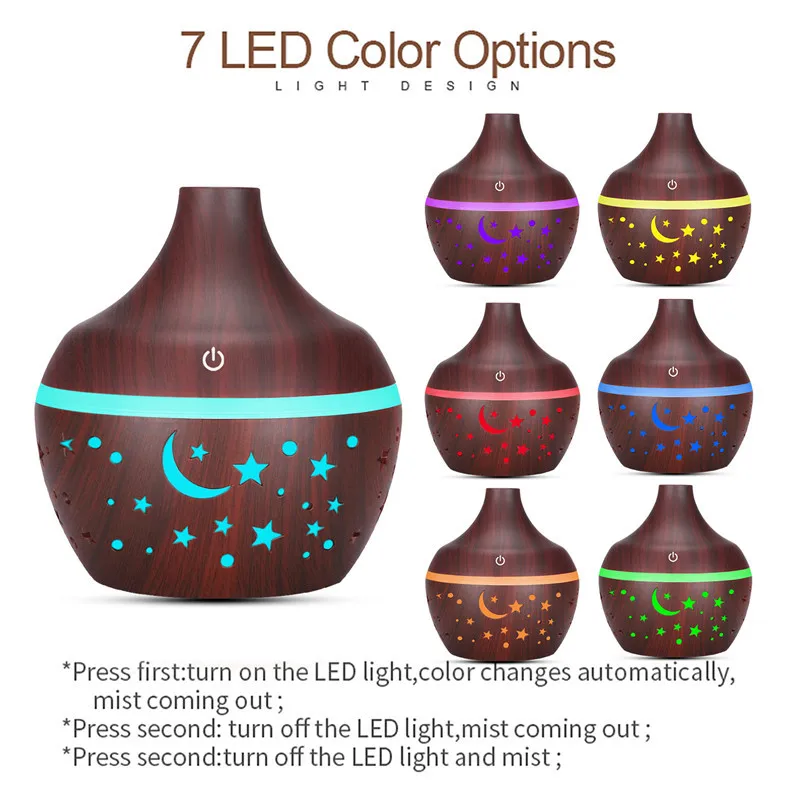 Деревянный ультразвуковой увлажнитель воздуха с зернистой поверхностью 300