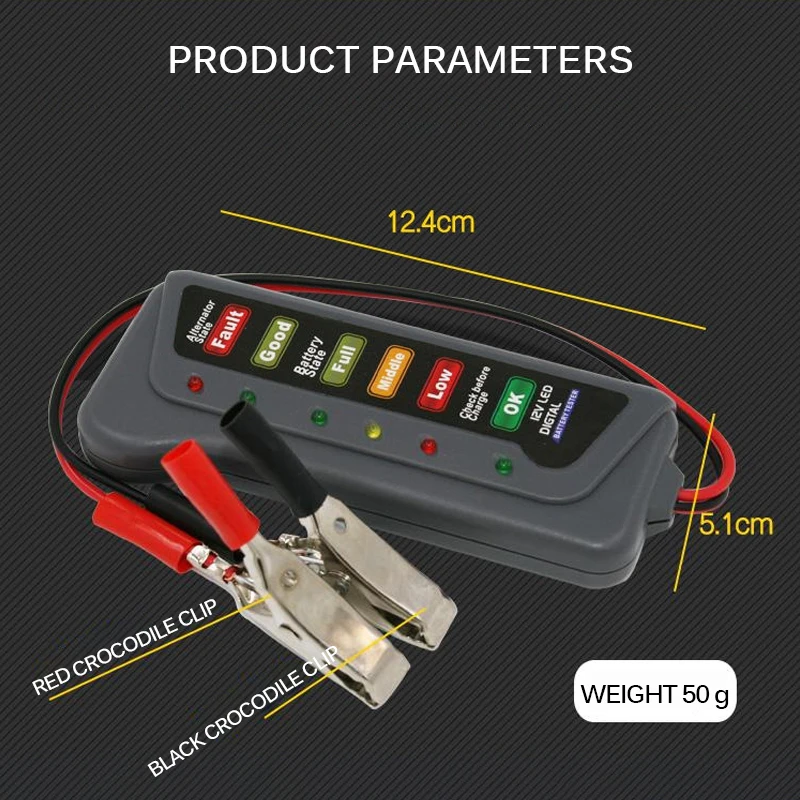 Мини-тестер автомобильного аккумулятора 12 В цифровой тестер генератора