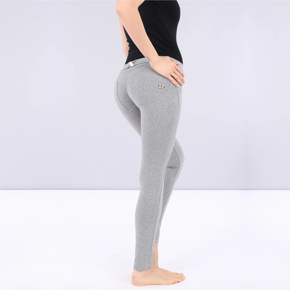 

Melody Fitness Female Full Length Leggings Gray Running Pants Comfortable Push-Up Gym Tights Tummy Control Sportswear