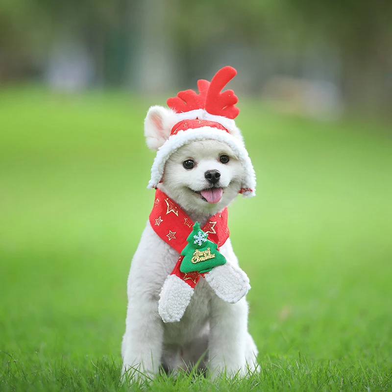 Dog Cat Caps Pet Santa Hat Birthday Scarf Collar Bow Tie Christmas Costume for Cats Puppy Kitten Small Dogs Pets Accessories | Дом и сад