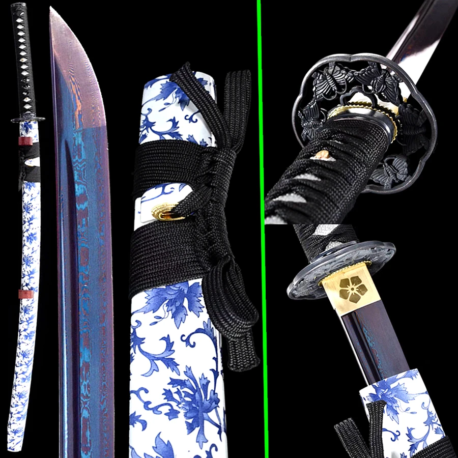 Высокотемпературный складной кованый синий дамасский стальной японский