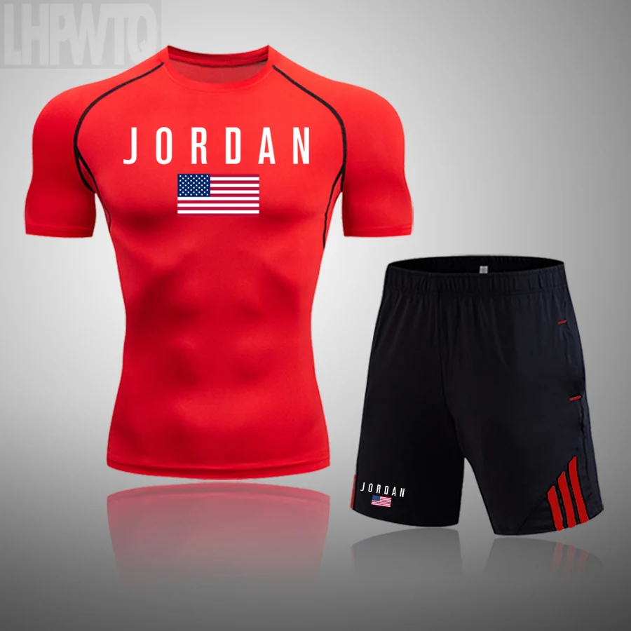 

Summer Quick Dry Running Shirt Fitness Tight Short Sleeve Compression Top T-Shirt Sport Set Men Gym Tee Shirt Rashguard