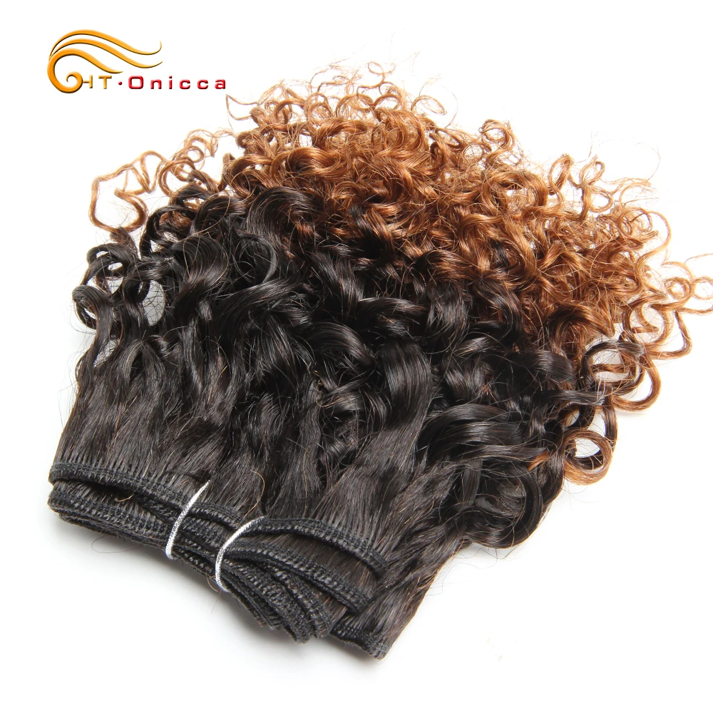Пряди вьющихся волос Jerry Curl пряди человеческих Ombre цветные волосы Remy для