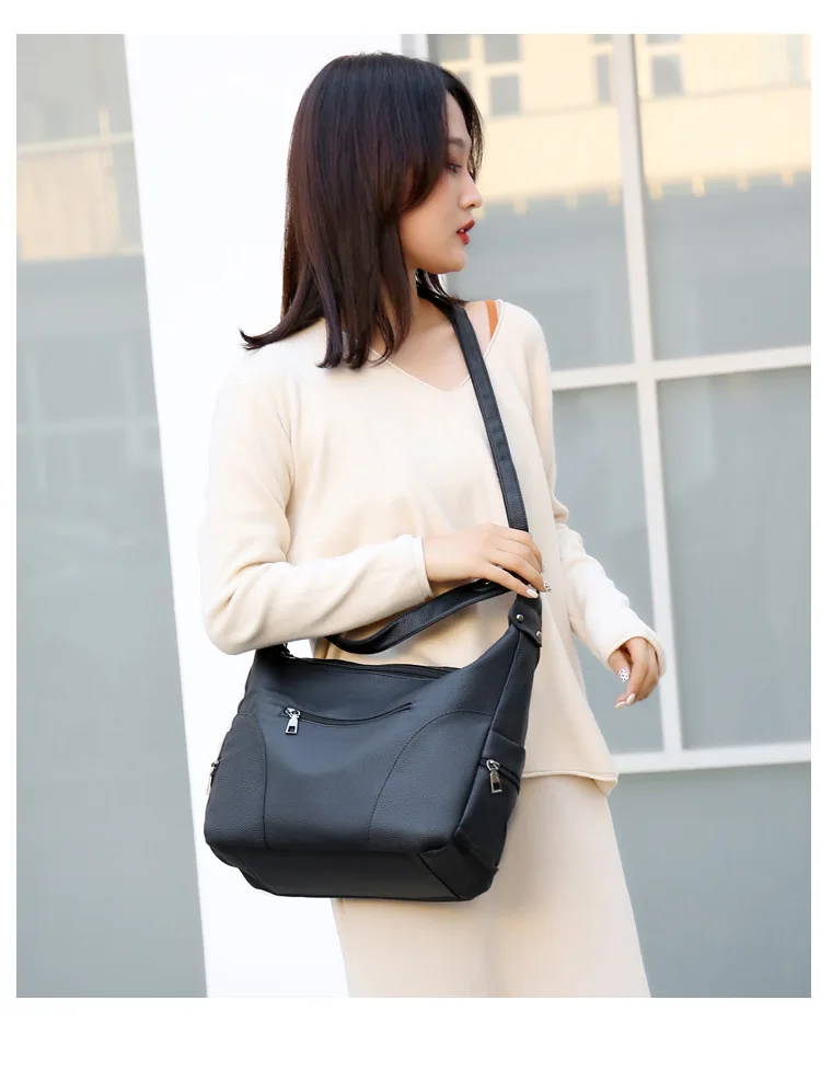 

ICEV casual solid zipper shoulder bags for women leather handbags famous brands large capacity tote ladies travel messenger bag
