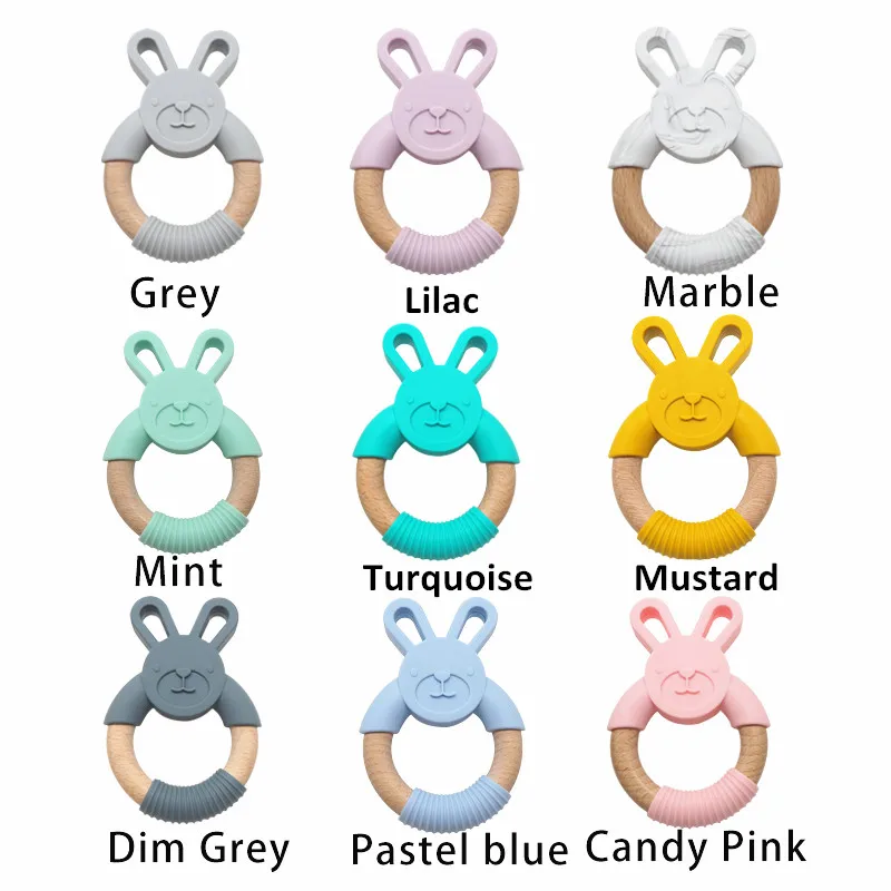 Chenkai-mordedor de madera de silicona para beb&eacute;, cadena de mordedor para beb&eacute;, juguete colgante para collar, 10 piezas-4