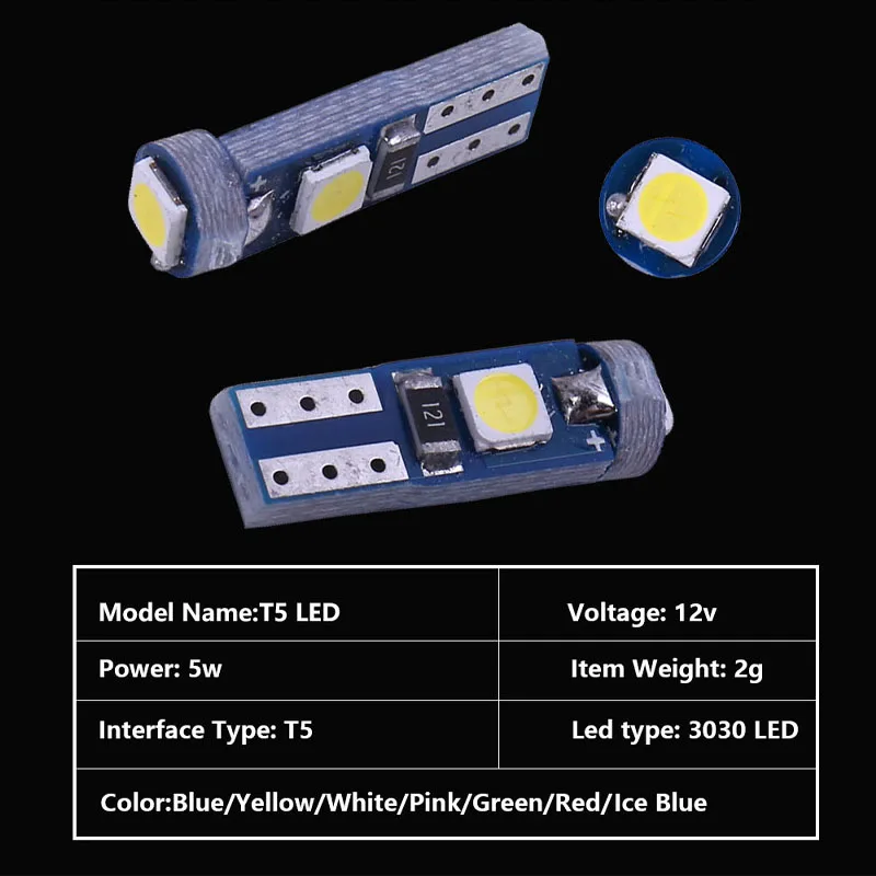СВЕТОДИОДНЫЙ Автомобильный светильник T5 W3W 3SMD 3030 100 шт. индикатор приборной
