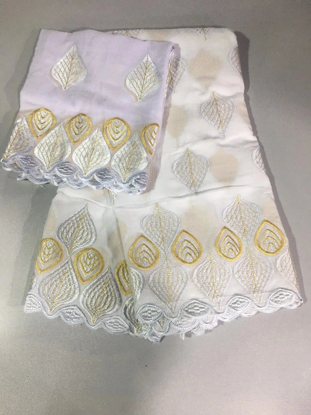 Wholesale White 5+2 Swiss Lace Fabric With Scarf Embroidery African Fabrics 100% Cotton Swiss voile Lace in Switzerland Clothing