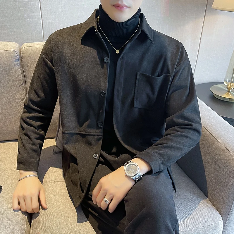 

Woolen jacket men's autumn and winter casual jacket Korean version of the trend of British style handsome men's woolen work jack