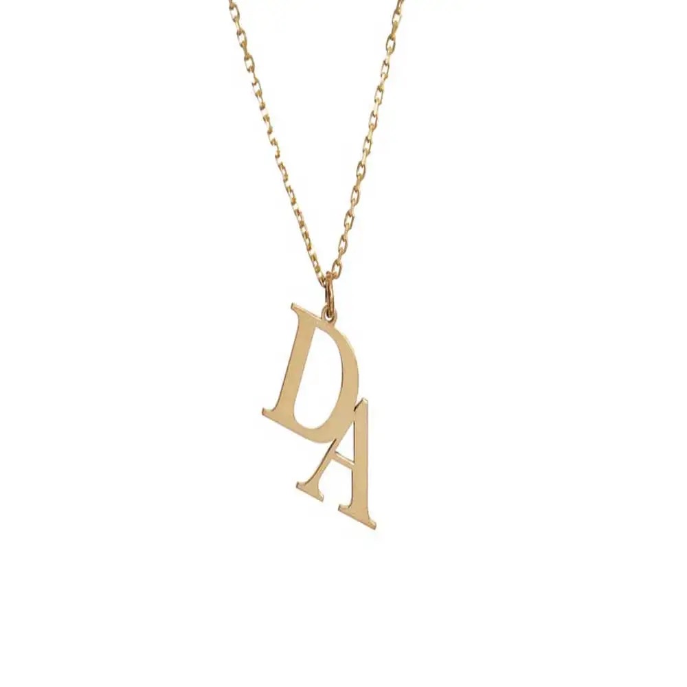 

Stainless Steel Custom Ladie Necklace Two Initials Couple Name Necklace Simple And Fashionable Gift For Male And Female Friends