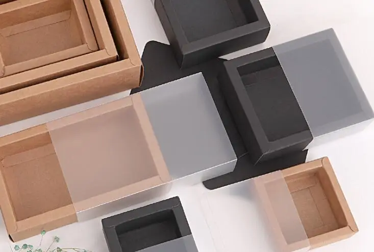 10 шт. коробка из крафт-бумаги с прозрачным окошком ПВХ | Дом и сад