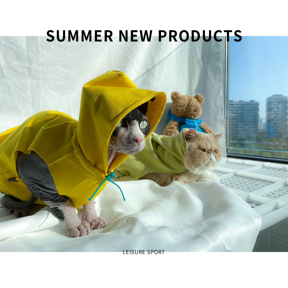 

Жилет для домашних животных, кошек, одежда для собак, тонкий дышащий хлопковый жилет с капюшоном, Сфинкс, без волос, одежда для кошек, Сфинкс, ...